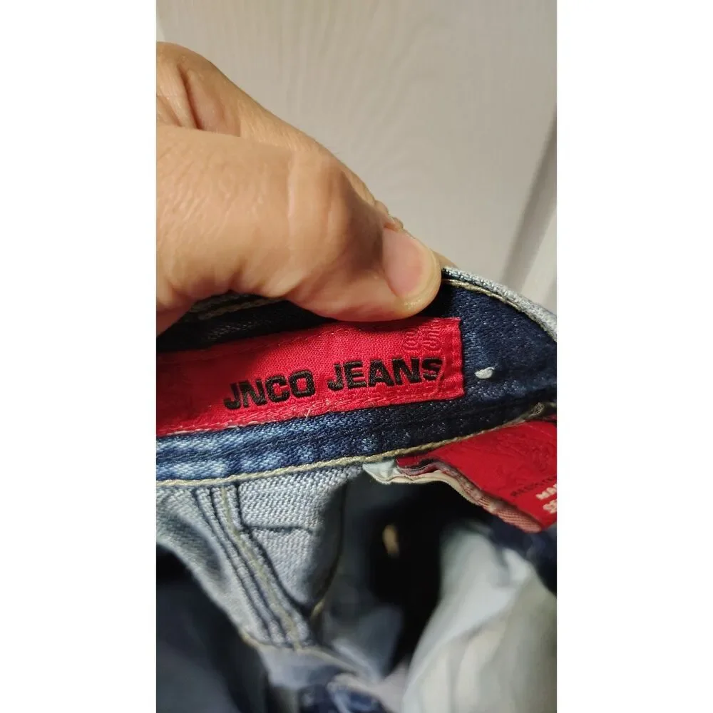 VTG JNCO Y2K 90's Jeans Kids Size 8 Shield‎ Crest Logo Medium Wash Denim Jeans